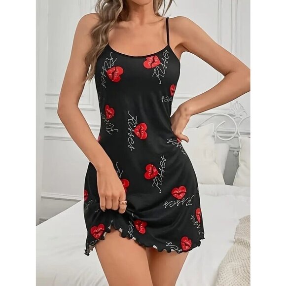Unbranded Other - Sexy Sleepwear Dress Pajamas Nightwear Lingerie PJ's Black Hearts Women's